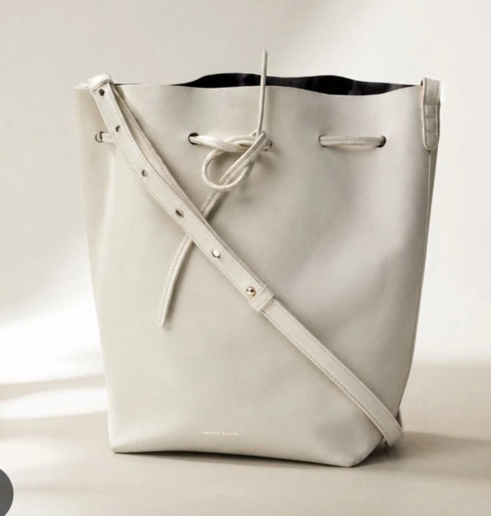 Mansur Gavriel Leather Crossbody Bucket Bag Purse White
